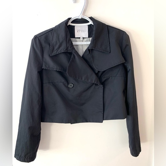 27 QUAI DE SEINE PARIS Black Cropped Trench Style Jacket - Picture 3 of 6